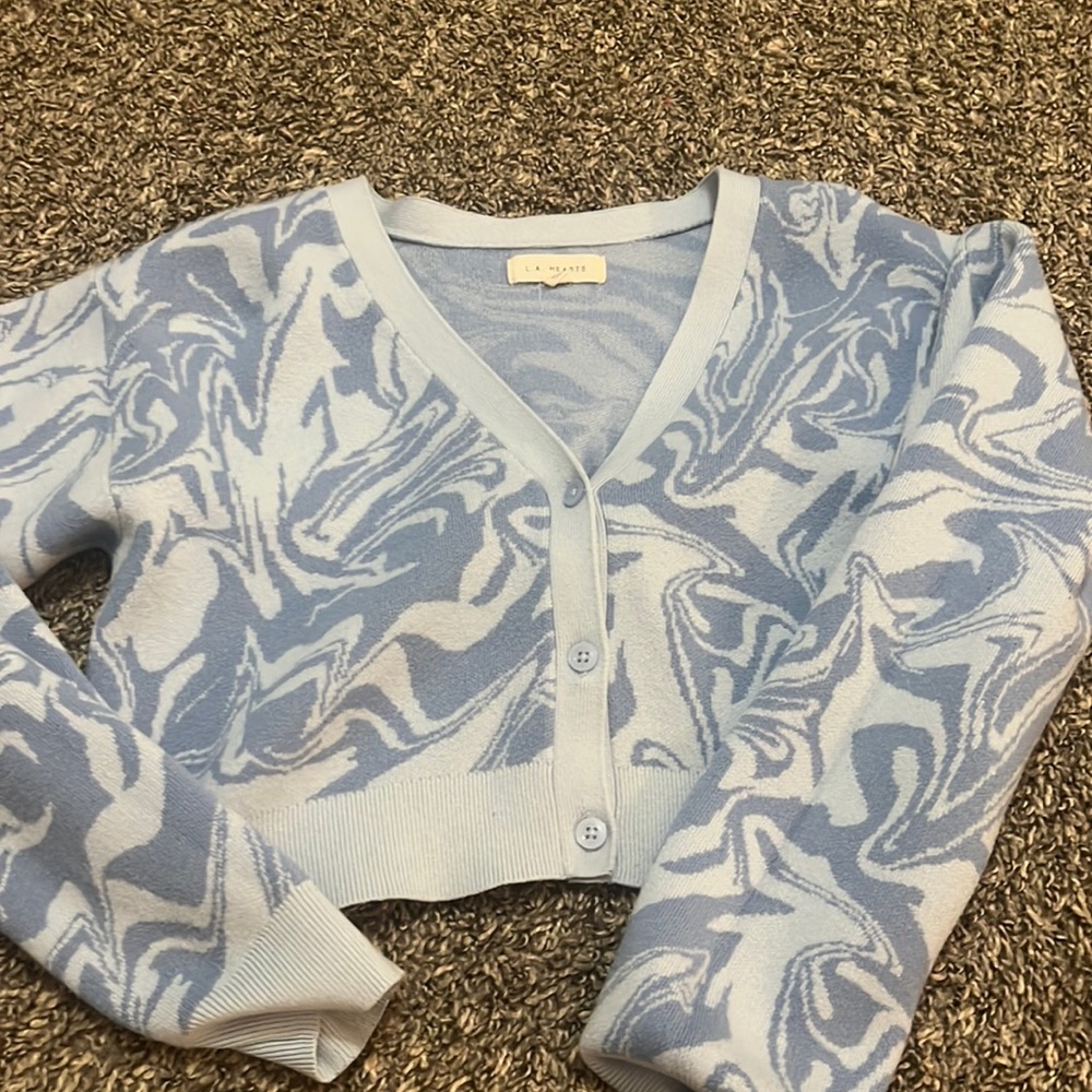 PACSUN LA HEARTS blue button up sweater